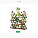 Bamboo Multilayer Flower Plant Bonsai Rack Shelf Stand Porch Lawn Patio - Front View