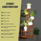5 Tiers Vertical Bamboo Plant Stand Staged Flower Shelf Rack Outdoor Garden - Extra Image