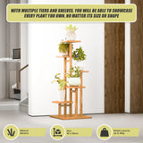 5 Tiers Vertical Bamboo Plant Stand Staged Flower Shelf Rack Outdoor Garden - Extra Image