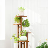 5 Tiers Vertical Bamboo Plant Stand Staged Flower Shelf Rack Outdoor Garden - Side View