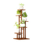 5 Tiers Vertical Bamboo Plant Stand Staged Flower Shelf Rack Outdoor Garden