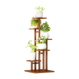 5 Tiers Vertical Bamboo Plant Stand Staged Flower Shelf Rack Outdoor Garden - Top-Down View