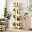 6 Tiers Vertical Bamboo Plant Stand Staged Flower Shelf Rack Outdoor Garden