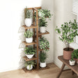 6 Tiers Vertical Bamboo Plant Stand Staged Flower Shelf Rack Outdoor Garden