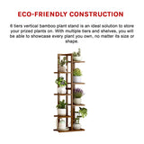 6 Tiers Vertical Bamboo Plant Stand Staged Flower Shelf Rack Outdoor Garden - Extra Image