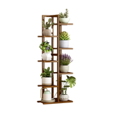 6 Tiers Vertical Bamboo Plant Stand Staged Flower Shelf Rack Outdoor Garden