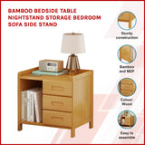 Bamboo Bedside Table Nightstand Storage Bedroom Sofa Side Stand - Front View