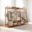 Portable Clothes Rack Coat Garment Stand Bamboo Rail Hanger Airer Closet