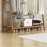 Portable Clothes Rack Coat Garment Stand Bamboo Rail Hanger Airer Closet - Top-Down View