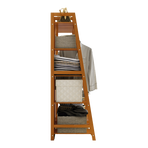 Portable Clothes Rack Coat Garment Stand Bamboo Rail Hanger Airer Closet