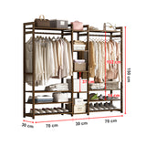 Portable Clothes Rack Coat Garment Stand Bamboo Rail Hanger Airer Closet - Extra Image