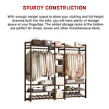 Portable Clothes Rack Coat Garment Stand Bamboo Rail Hanger Airer Closet - Extra Image