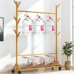 Portable Clothes Rack Coat Garment Stand Bamboo Rail Hanger Airer Closet