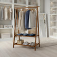 Portable Clothes Rack Coat Garment Stand Bamboo Rail Hanger Airer Closet