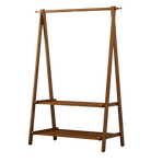 Portable Clothes Rack Coat Garment Stand Bamboo Rail Hanger Airer Closet