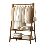 Portable Clothes Rack Coat Garment Stand Bamboo Rail Hanger Airer Closet - 45-Degree Angle