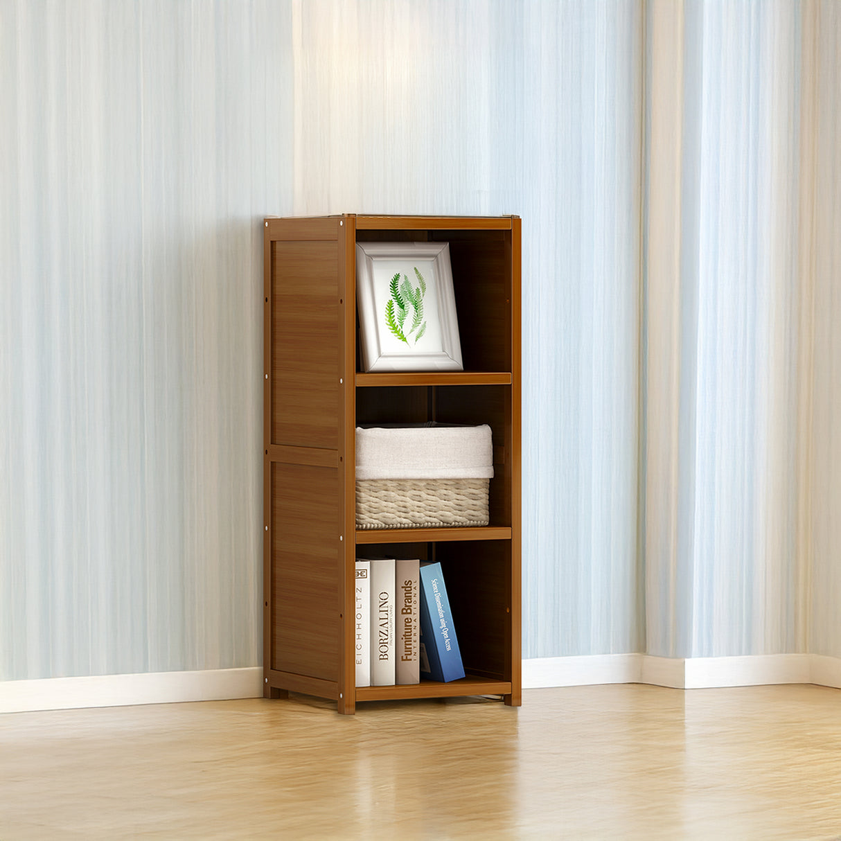 Bamboo Adjustable 3-Shelf Bookcase &ndash; Display Storage Rack Stand for Living Room, Bedroom, Office or Home D&eacute;cor