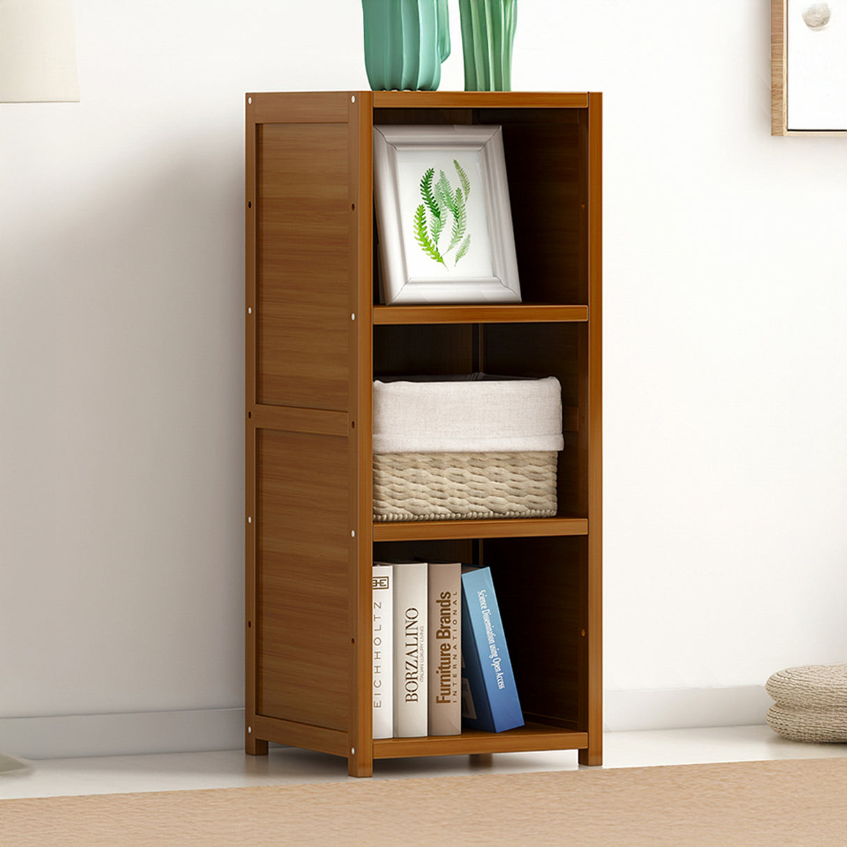 Bamboo Adjustable 3-Shelf Bookcase &ndash; Display Storage Rack Stand for Living Room, Bedroom, Office or Home D&eacute;cor