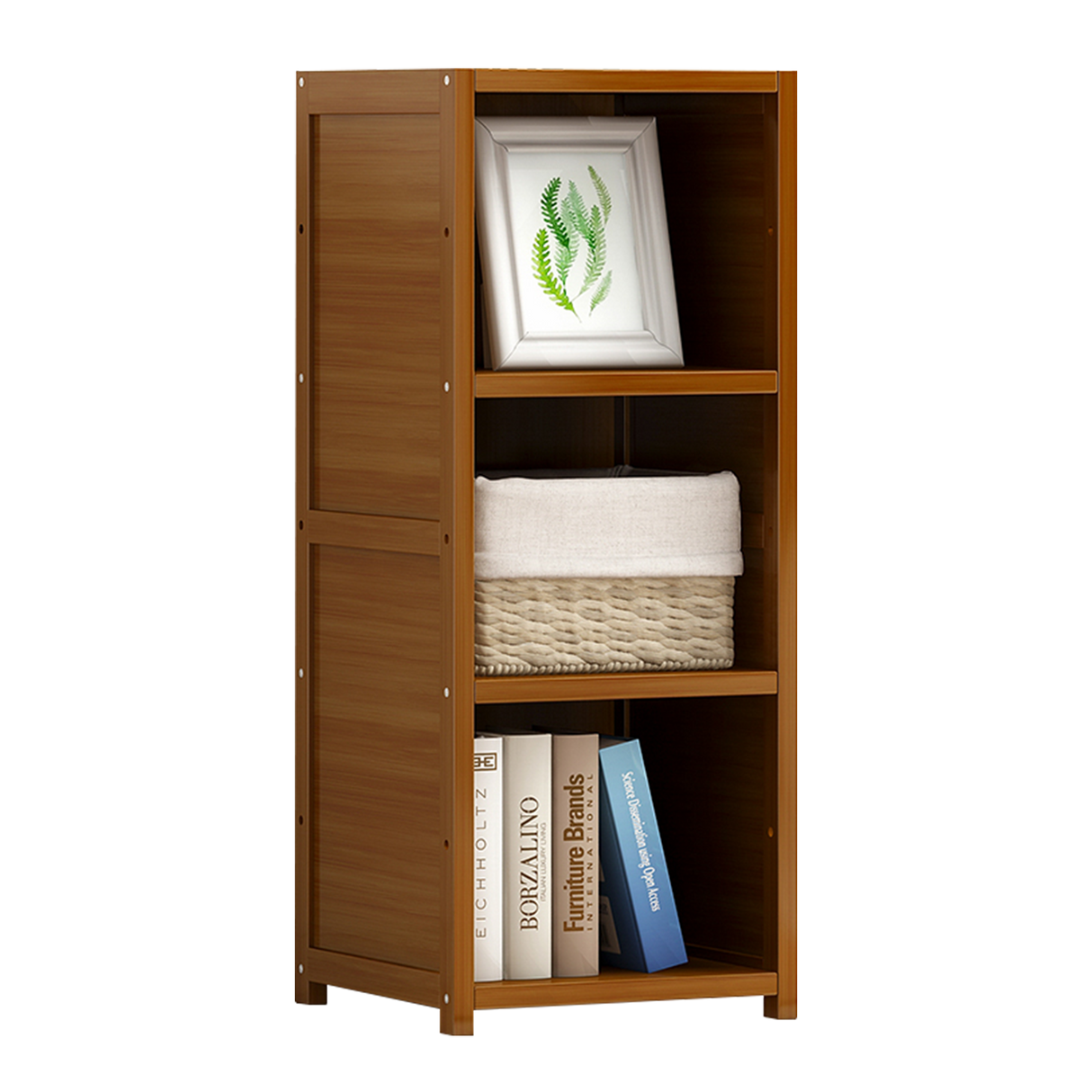 Bamboo Adjustable 3-Shelf Bookcase &ndash; Display Storage Rack Stand for Living Room, Bedroom, Office or Home D&eacute;cor