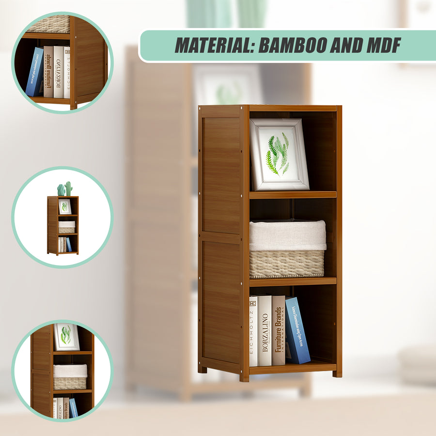 Bamboo Adjustable 3-Shelf Bookcase &ndash; Display Storage Rack Stand for Living Room, Bedroom, Office or Home D&eacute;cor