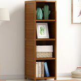 Bamboo 4-Shelf Bookcase &ndash; Adjustable Display Storage Rack Stand for Living Room, Bedroom, Office or Home Organisation