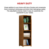 Bamboo 4-Shelf Bookcase &ndash; Adjustable Display Storage Rack Stand for Living Room, Bedroom, Office or Home Organisation