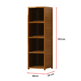 Bamboo 4-Shelf Bookcase &ndash; Adjustable Display Storage Rack Stand for Living Room, Bedroom, Office or Home Organisation - Close-Up Angle