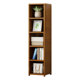Bamboo 5-Shelf Bookcase &ndash; Tall Display Storage Rack Stand for Living Room, Bedroom, Office or Home Organisation - Low Angle