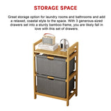 Bamboo Shelf with Storage Hamper &ndash; Wooden Organiser with 2 Laundry Bags