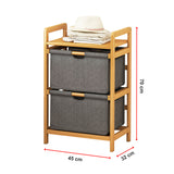 Bamboo Shelf with Storage Hamper &ndash; Wooden Organiser with 2 Laundry Bags - Extra Image