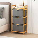 Bamboo Shelf with Storage Hamper &ndash; Wooden Organiser with 3 Laundry Bags