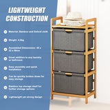 Bamboo Shelf with Storage Hamper &ndash; Wooden Organiser with 3 Laundry Bags