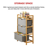 Bamboo Shelf with Storage Hamper &ndash; Wooden Organiser with 3 Laundry Bags