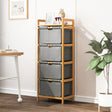 Bamboo Shelf with Storage Hamper &ndash; Wooden Organiser with 4 Laundry Bags