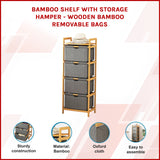Bamboo Shelf with Storage Hamper &ndash; Wooden Organiser with 4 Laundry Bags