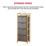 Bamboo Shelf with Storage Hamper &ndash; Wooden Organiser with 4 Laundry Bags