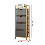 Bamboo Shelf with Storage Hamper &ndash; Wooden Organiser with 4 Laundry Bags - Extra Image