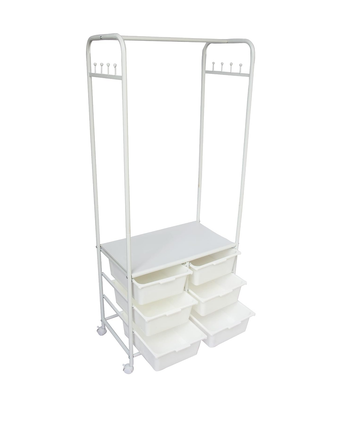 Metal Open Wardrobe Modern Storage Cabinet Tall Clothes Drawers Hanger Coat Rack