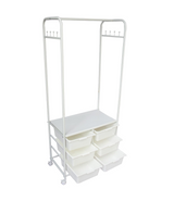 Metal Open Wardrobe Modern Storage Cabinet Tall Clothes Drawers Hanger Coat Rack - 45-Degree Angle