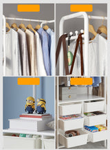 Metal Open Wardrobe Modern Storage Cabinet Tall Clothes Drawers Hanger Coat Rack - Rear View
