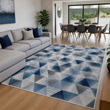 200x300cm Large Floor Blue Triangle Rug &ndash; Modern Area Carpet for Bedroom & Lounge