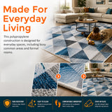 200x300cm Large Floor Blue Triangle Rug &ndash; Modern Area Carpet for Bedroom & Lounge - 45-Degree Angle