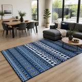 200x300cm Large Floor Blue Ethnic Rug &ndash; Modern Area Carpet for Bedroom & Lounge