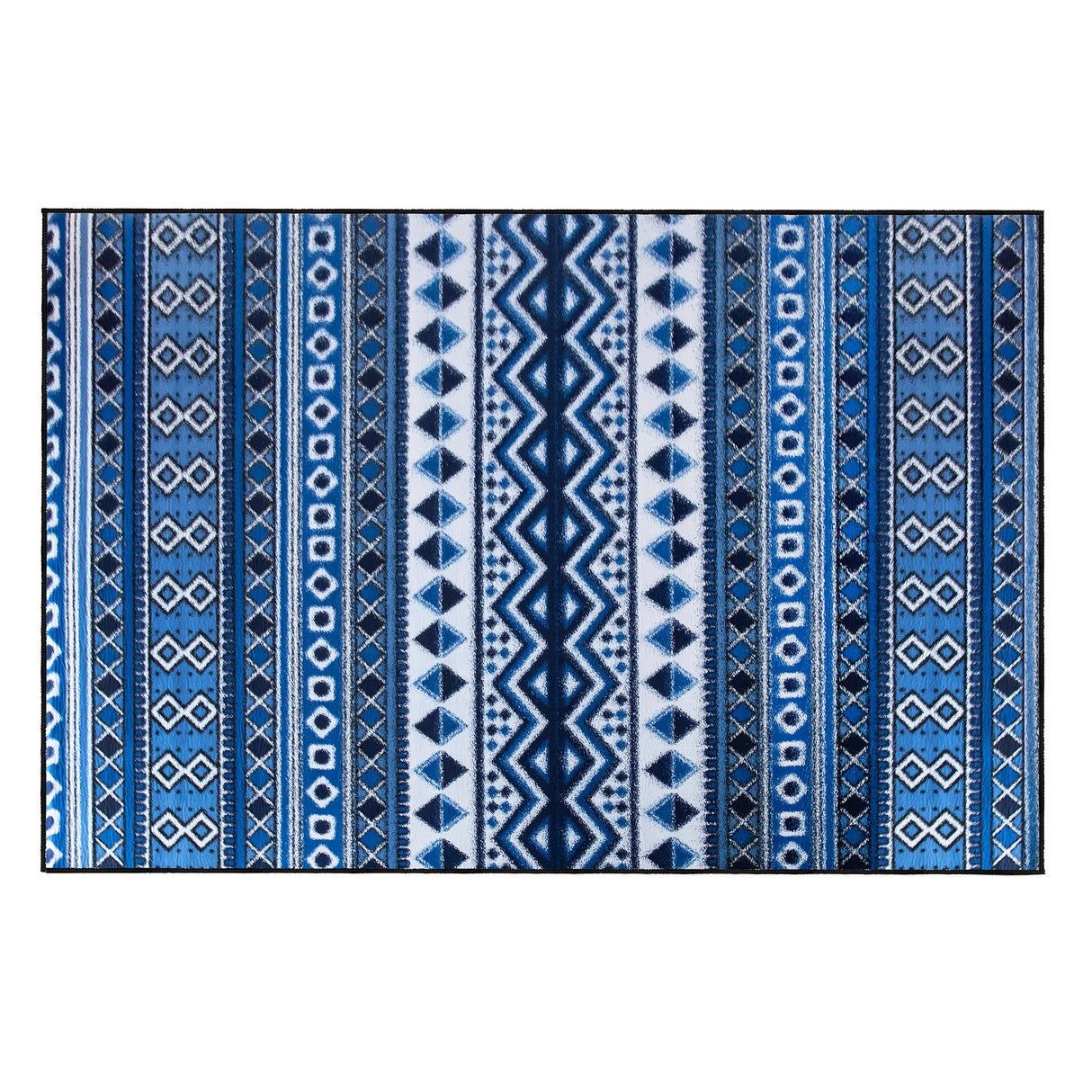 200x300cm Large Floor Blue Ethnic Rug &ndash; Modern Area Carpet for Bedroom & Lounge