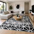 200x300cm Large Floor Black & White Geometric Rug &ndash; Modern Area Carpet for Bedroom & Lounge