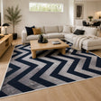 200x300cm Large Floor Blue Chevron Stripes Rug &ndash; Modern Area Carpet for Bedroom & Lounge