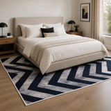 200x300cm Large Floor Blue Chevron Stripes Rug &ndash; Modern Area Carpet for Bedroom & Lounge