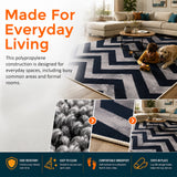 200x300cm Large Floor Blue Chevron Stripes Rug &ndash; Modern Area Carpet for Bedroom & Lounge