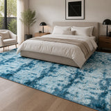 200x300cm Large Floor Soft Blue Fluffy Rug &ndash; Modern Area Carpet for Bedroom & Lounge - Front View