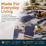 200x300cm Large Floor Blue Abstract Rug &ndash; Modern Area Carpet for Bedroom & Lounge